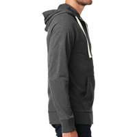 New Era Sueded Cotton Blend Full Zip Hoodie, Black Heather, Right Sleeve view