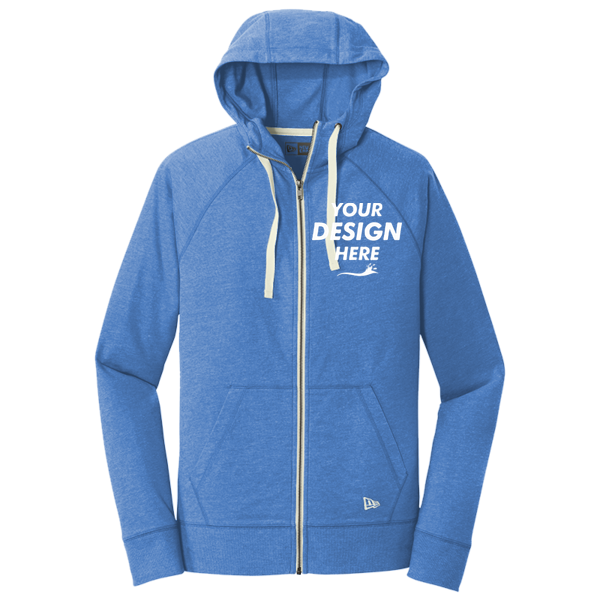 New Era Sueded Cotton Blend Full Zip Hoodie, Royal Heather, Front view, Mockup