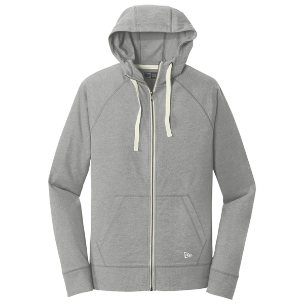 New Era Sueded Cotton Blend Full Zip Hoodie, Shadow Grey Heather, Front view