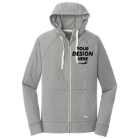 New Era Sueded Cotton Blend Full Zip Hoodie, Shadow Grey Heather, Front view, Mockup