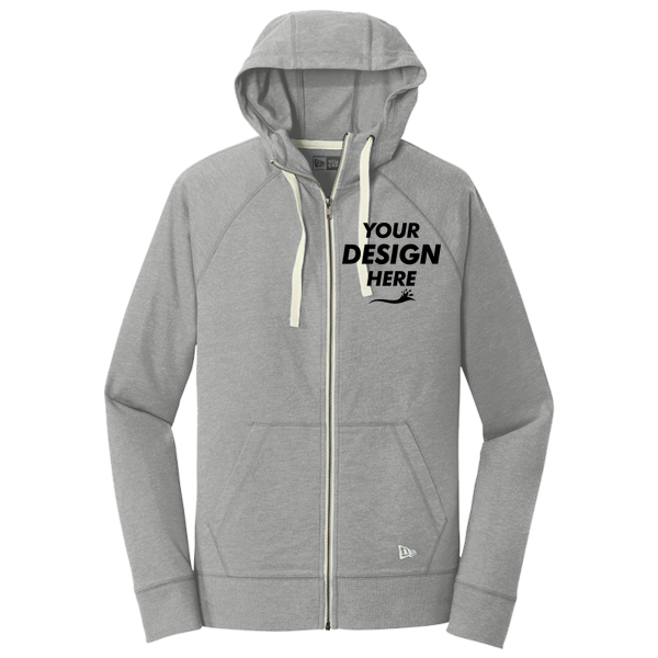 New Era Sueded Cotton Blend Full Zip Hoodie, Shadow Grey Heather, Front view, Mockup