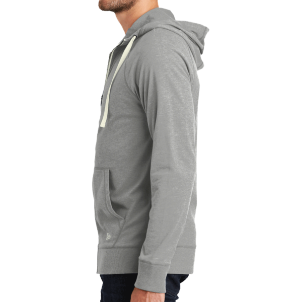 New Era Sueded Cotton Blend Full Zip Hoodie, Shadow Grey Heather, Left Sleeve view
