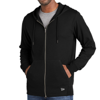 New Era Thermal Full Zip Hoodie, Black, Front view