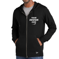 New Era Thermal Full Zip Hoodie, Black, Front view, Mockup