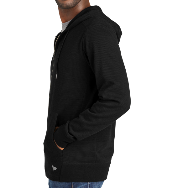 New Era Thermal Full Zip Hoodie, Black, Left Sleeve view