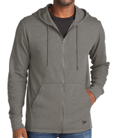 New Era Thermal Full Zip Hoodie, Shadow Grey Heather, Front view