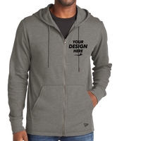 New Era Thermal Full Zip Hoodie, Shadow Grey Heather, Front view, Mockup