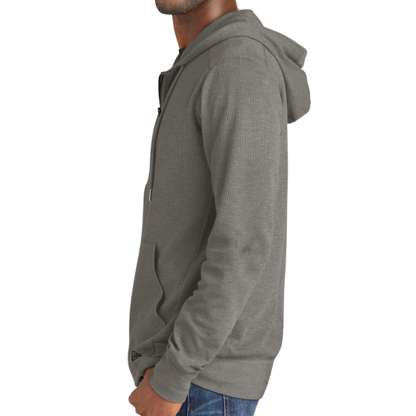 New Era Thermal Full Zip Hoodie, Shadow Grey Heather, Left Sleeve view