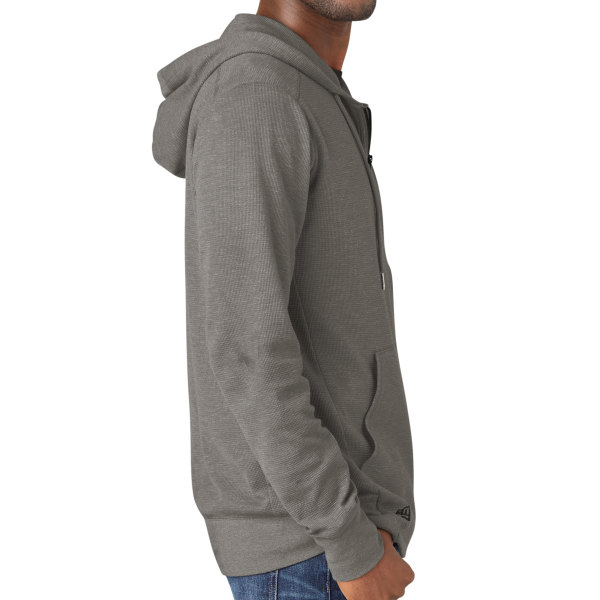 New Era Thermal Full Zip Hoodie, Shadow Grey Heather, Right Sleeve view