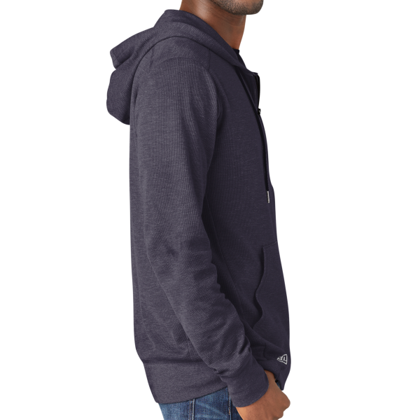 New Era Thermal Full Zip Hoodie, True Navy Heather, Right Sleeve view