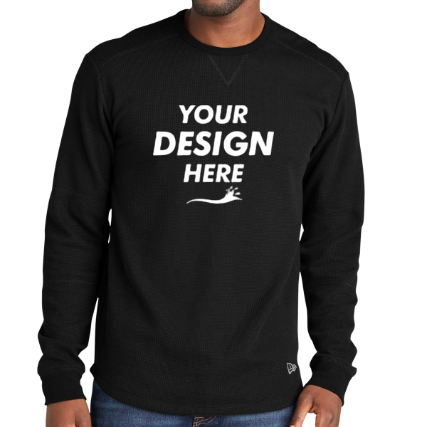 New Era Thermal Long Sleeve, Black, Front view, Mockup