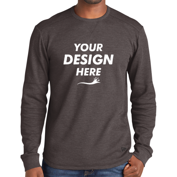 New Era Thermal Long Sleeve, Black Heather, Front view, Mockup