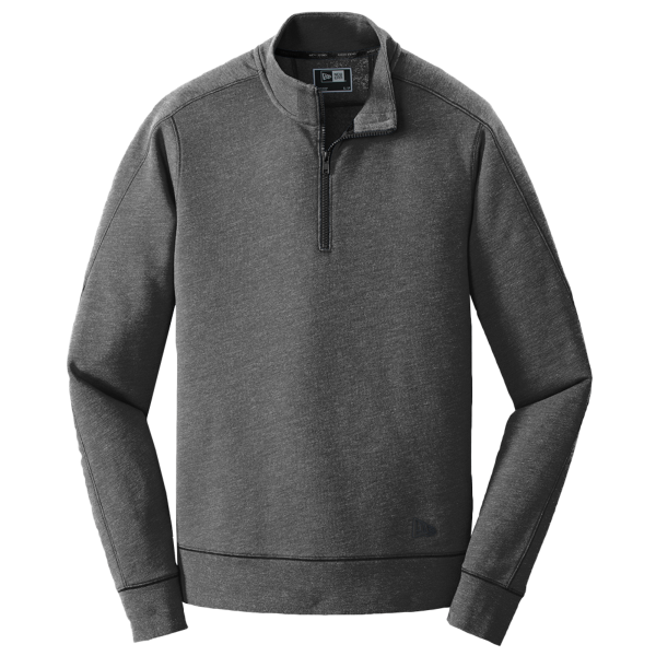 New Era Tri Blend Fleece 1/4 Zip Pullover, Black Heather, Front view