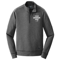 New Era Tri Blend Fleece 1/4 Zip Pullover, Black Heather, Front view, Mockup