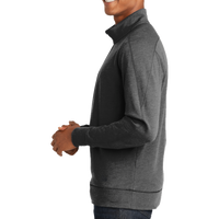 New Era Tri Blend Fleece 1/4 Zip Pullover, Black Heather, Left Sleeve view