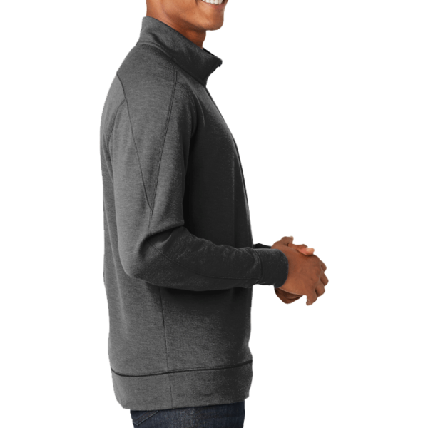 New Era Tri Blend Fleece 1/4 Zip Pullover, Black Heather, Right Sleeve view
