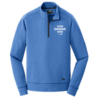 New Era Tri Blend Fleece 1/4 Zip Pullover, Royal Heather, Front view, Mockup
