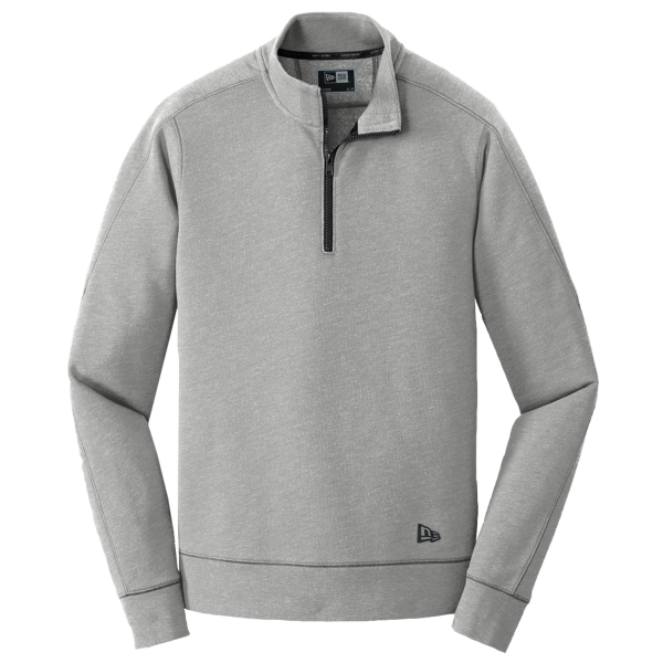 New Era Tri Blend Fleece 1/4 Zip Pullover, Shadow Grey Heather, Front view