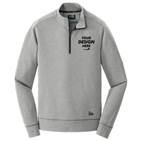 New Era Tri Blend Fleece 1/4 Zip Pullover, Shadow Grey Heather, Front view, Mockup