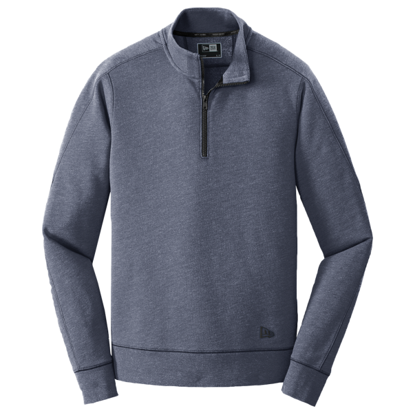 New Era Tri Blend Fleece 1/4 Zip Pullover, True Navy Heather, Front view