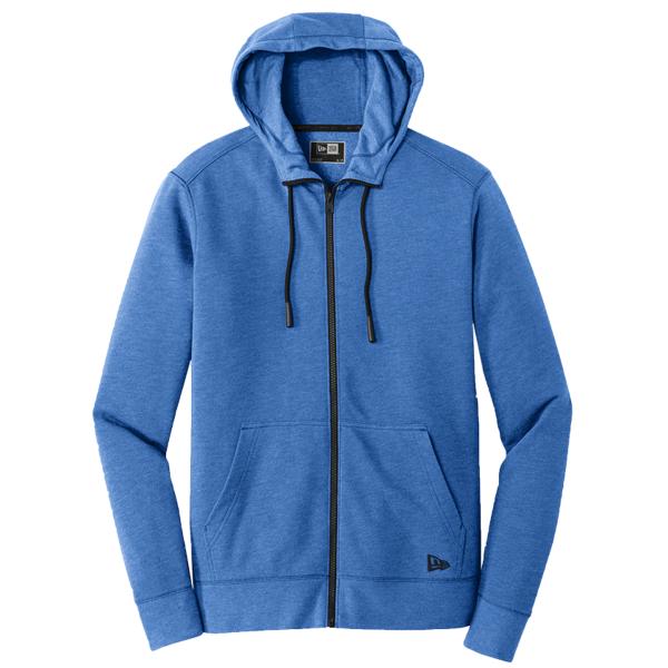 New Era Tri Blend Fleece Full Zip Hoodie, Royal Heather, Front view