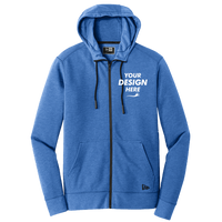 New Era Tri Blend Fleece Full Zip Hoodie, Royal Heather, Front view, Mockup