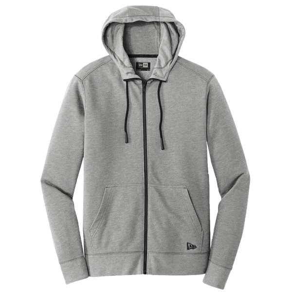 New Era Tri Blend Fleece Full Zip Hoodie, Shadow Grey Heather, Front view
