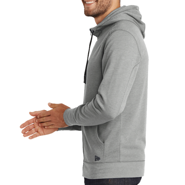 New Era Tri Blend Fleece Full Zip Hoodie, Shadow Grey Heather, Left Sleeve view
