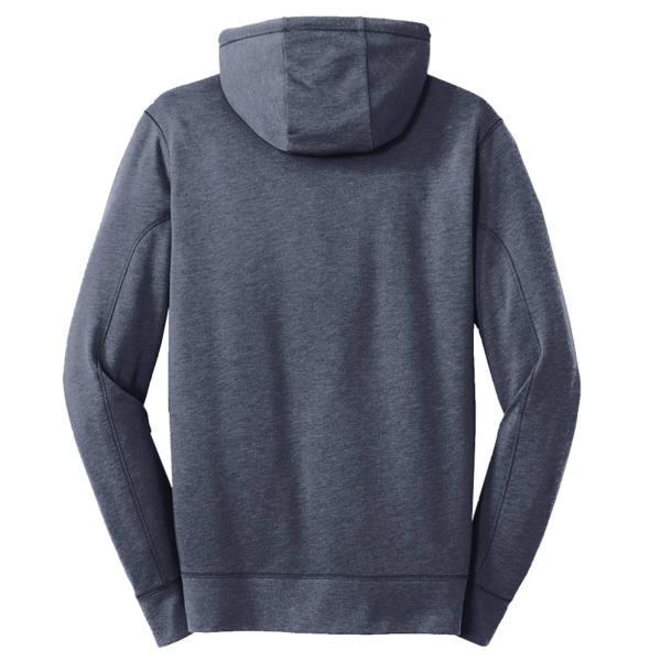 New Era Tri Blend Fleece Full Zip Hoodie, True Navy Heather, Back view