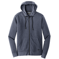New Era Tri Blend Fleece Full Zip Hoodie, True Navy Heather, Front view