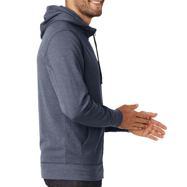 New Era Tri Blend Fleece Full Zip Hoodie, True Navy Heather, Right Sleeve view