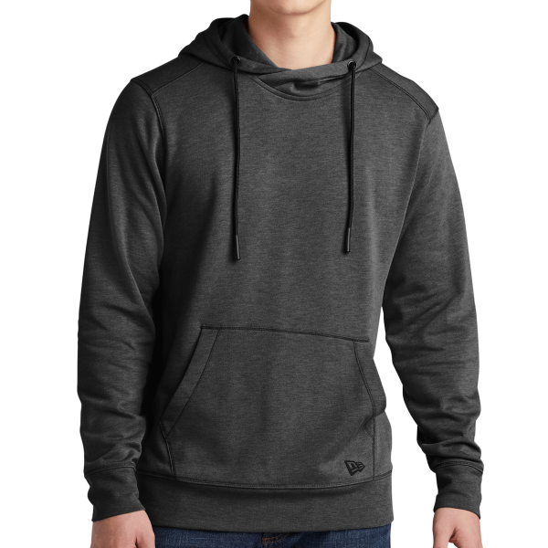 New Era Tri Blend Fleece Pullover Hoodie, Black Heather, Front view