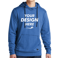 New Era Tri Blend Fleece Pullover Hoodie, Royal Heather, Front view, Mockup
