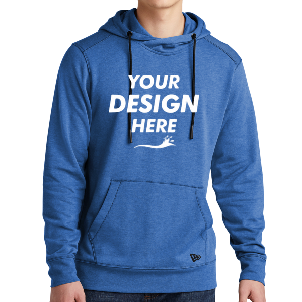 New Era Tri Blend Fleece Pullover Hoodie, Royal Heather, Front view, Mockup