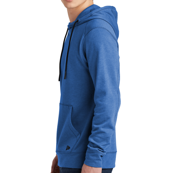 New Era Tri Blend Fleece Pullover Hoodie, Royal Heather, Left Sleeve view
