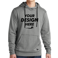 New Era Tri Blend Fleece Pullover Hoodie, Shadow Grey Heather, Front view, Mockup