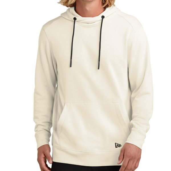 New Era Tri Blend Fleece Pullover Hoodie, Soft Beige, Front view