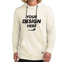New Era Tri Blend Fleece Pullover Hoodie, Soft Beige, Front view, Mockup