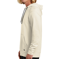 New Era Tri Blend Fleece Pullover Hoodie, Soft Beige, Left Sleeve view