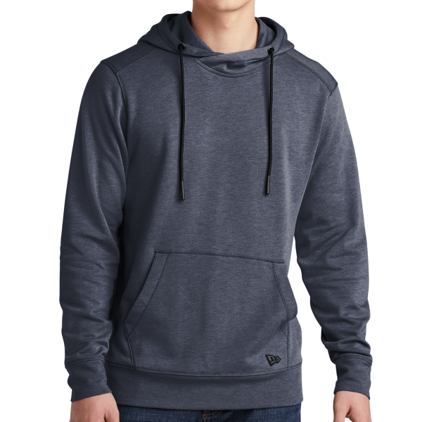 New Era Tri Blend Fleece Pullover Hoodie, True Navy Heather, Front view
