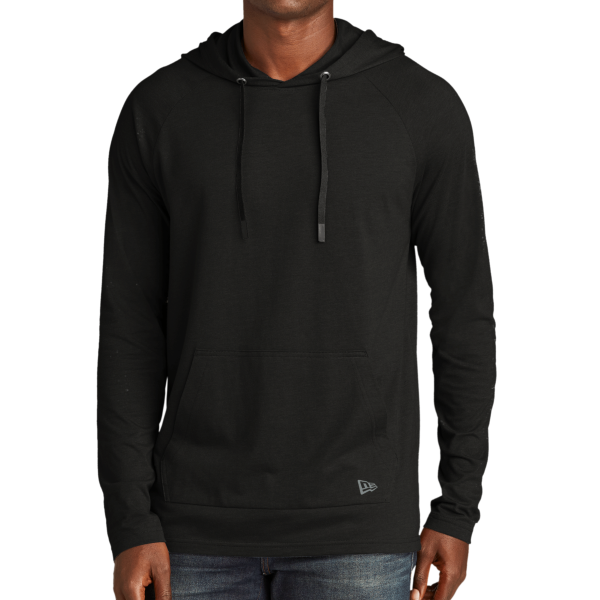 New Era Tri Blend Hoodie, Black Solid, Front view