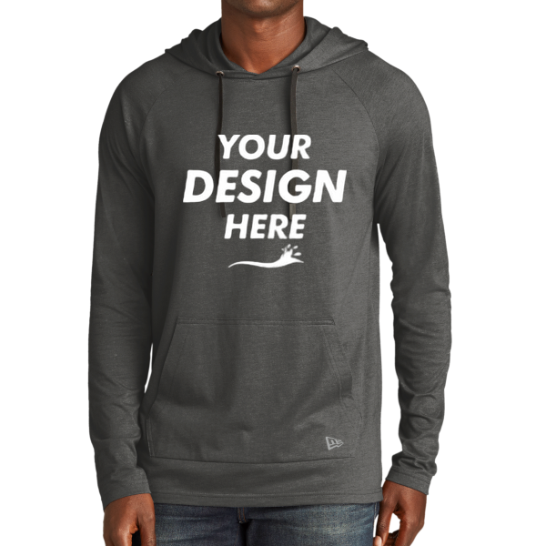 New Era Tri Blend Hoodie, Graphite, Front view, Mockup