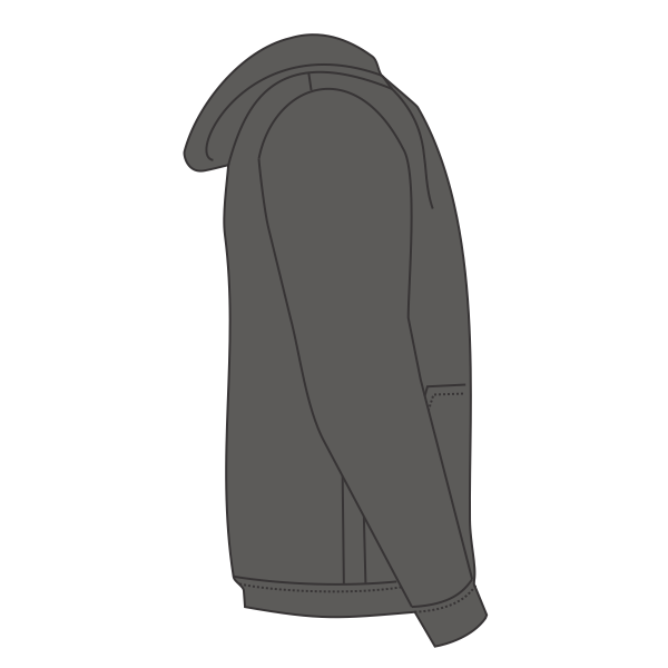 New Era Tri Blend Hoodie, Graphite, Right Sleeve view