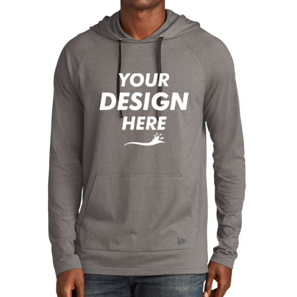 New Era Tri Blend Hoodie, Shadow Grey, Front view, Mockup