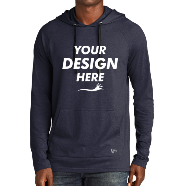 New Era Tri Blend Hoodie, True Navy, Front view, Mockup