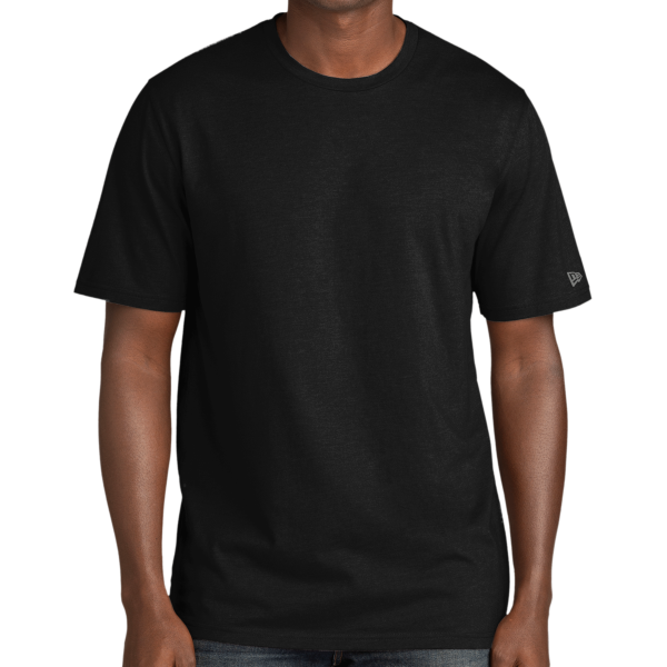 New Era Tri Blend Tee, Black Solid, Front view