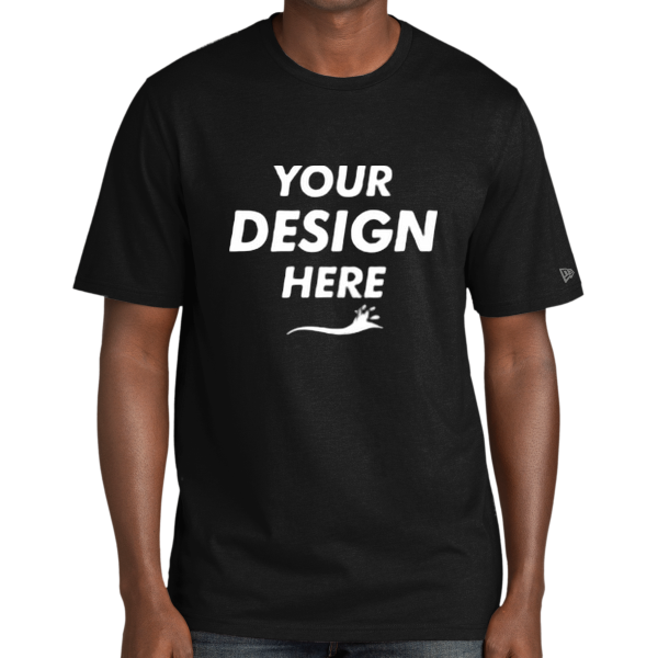 New Era Tri Blend Tee, Black Solid, Front view, Mockup
