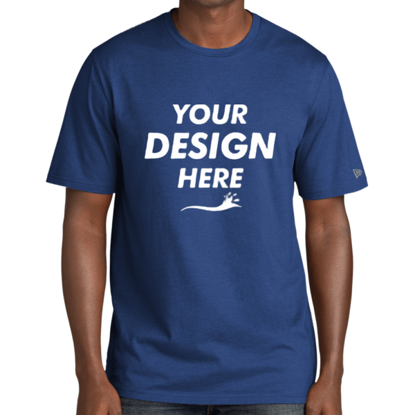New Era Tri Blend Tee, Royal, Front view, Mockup
