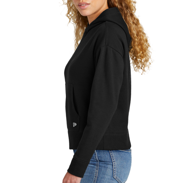 New Era Women's Comeback Fleece Pullover Hoodie, Black, Left Sleeve view