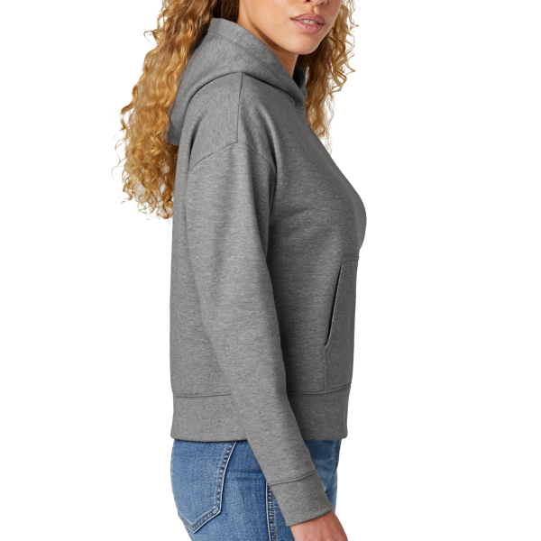 New Era Women's Comeback Fleece Pullover Hoodie, Dark Heather Grey, Right Sleeve view